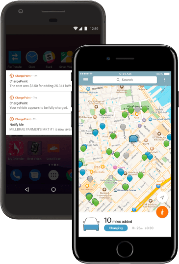 ChargePoint app map page on phone