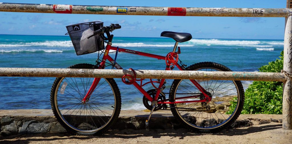 bike in front of the ocean