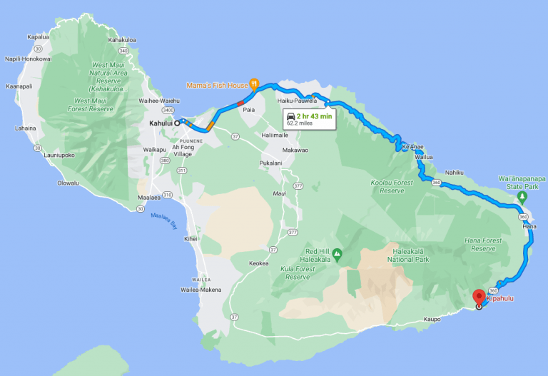 Road To Hana Map 768x527 