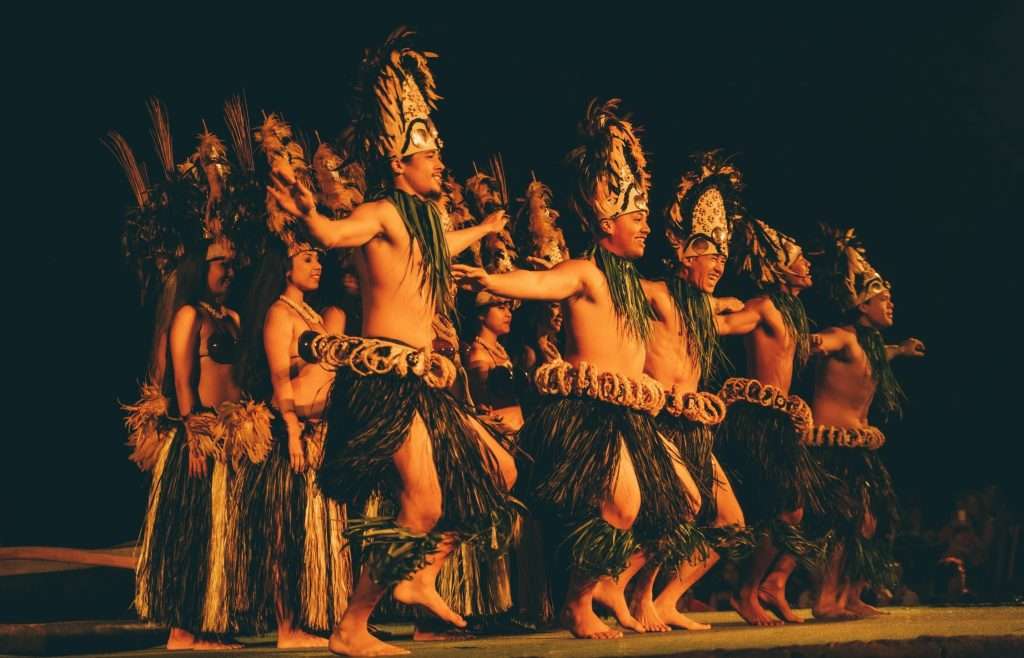 Hawaiian Hula dancers on stage