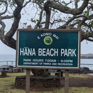 Hana Beach Park sign