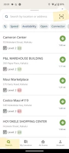 Blink app search screen to find charging stations